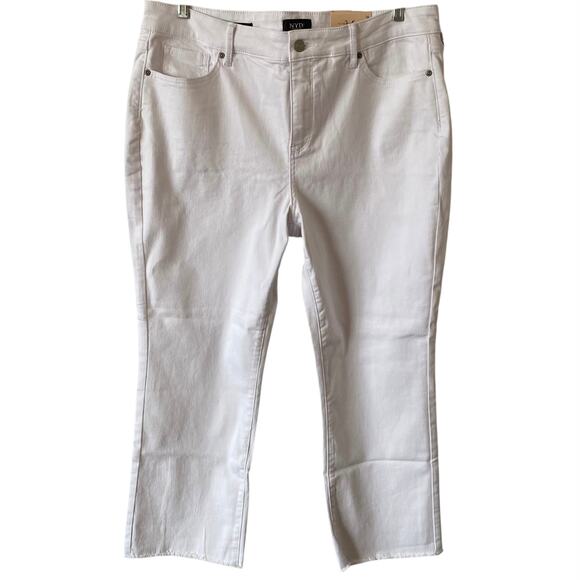 NYDJ Denim - NEW NYDJ Marilyn Ankle Frayed Hem Denim Jeans White Size 16 Lift Tuck Technology